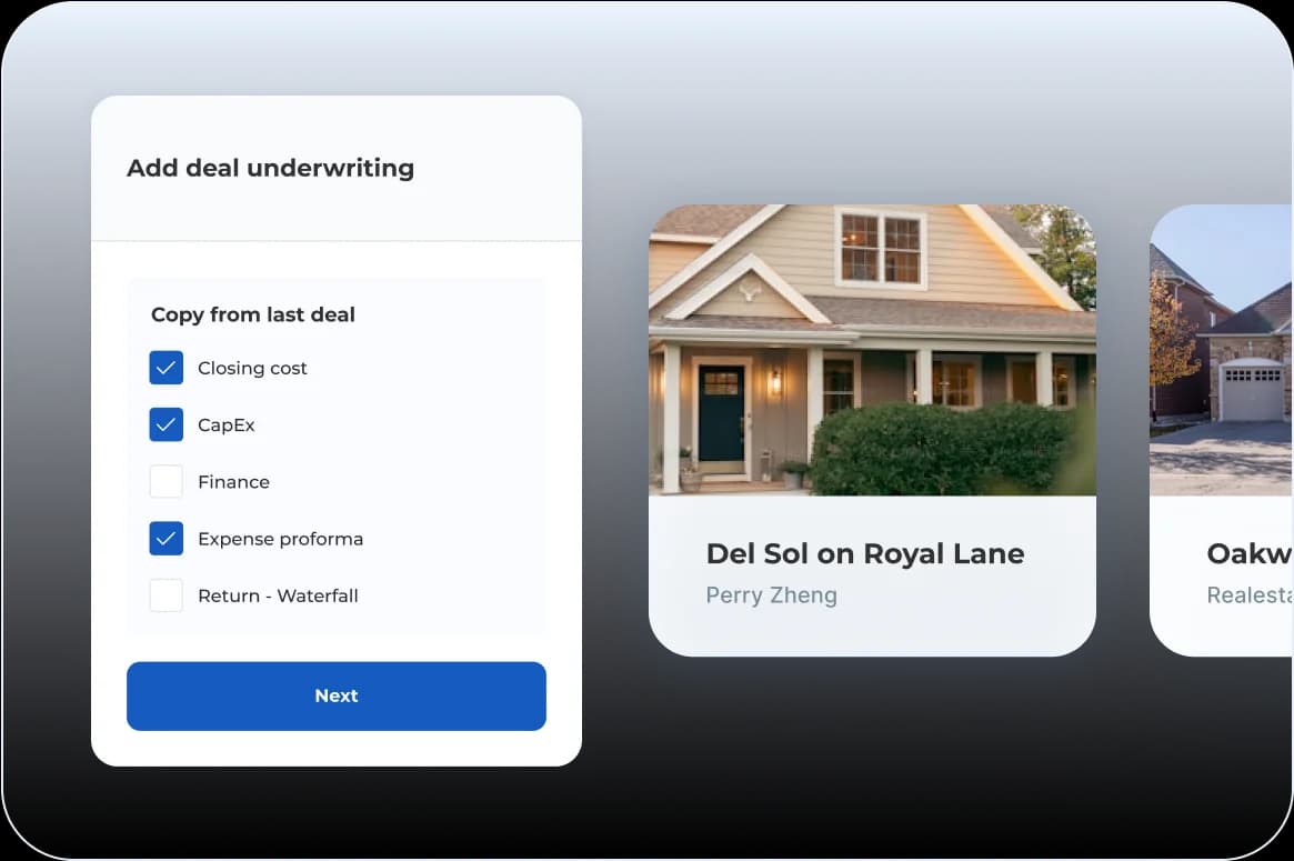 Reuse pro formas across similar deals