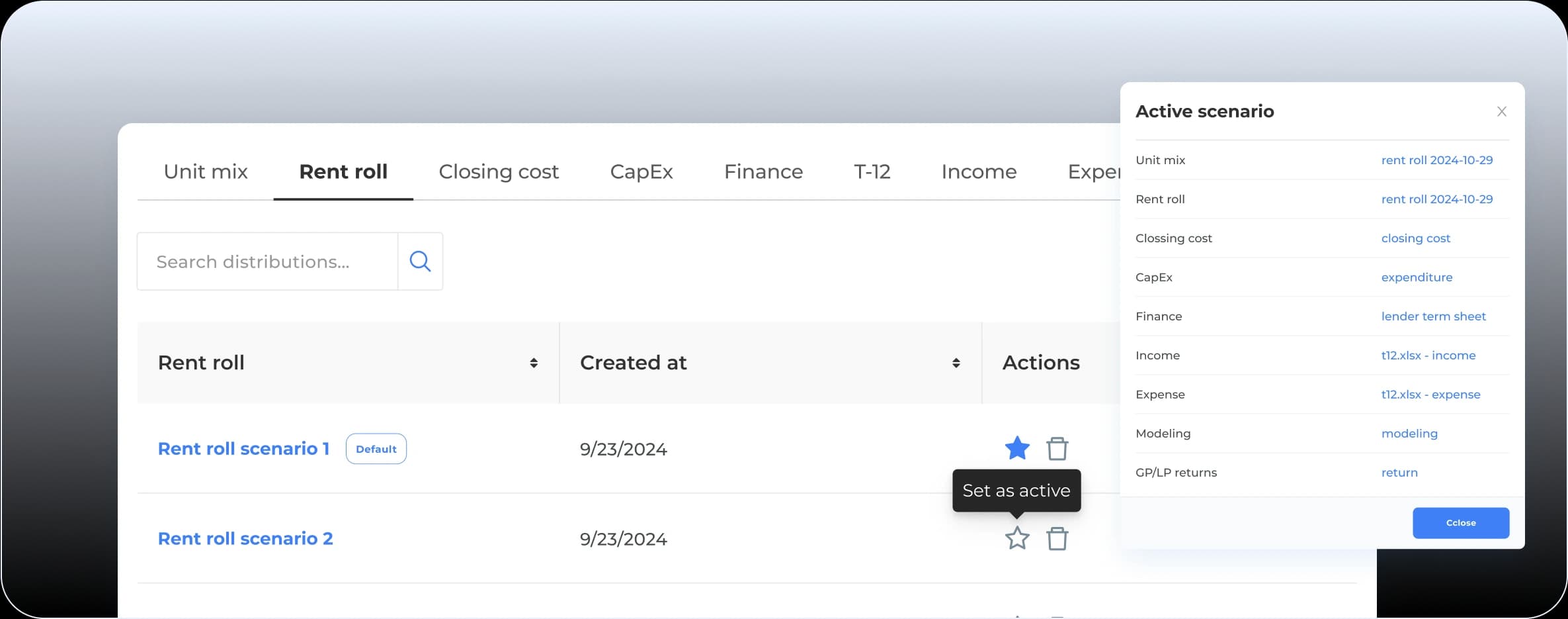 Compare scenarios without copying files